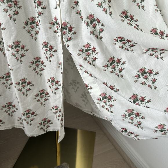 Brock Collection Womens Silk Cotton Floral Midi Skirt Button Pockets Italy - Picture 8 of 16